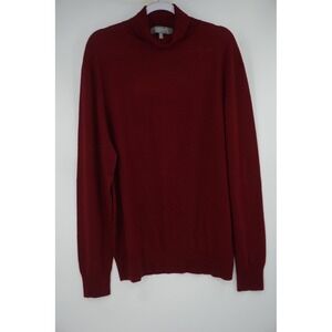 Neiman Marcus Sweater Mens XXL Burgundy Cashmere‎ Silk Turtleneck Pullover Knit